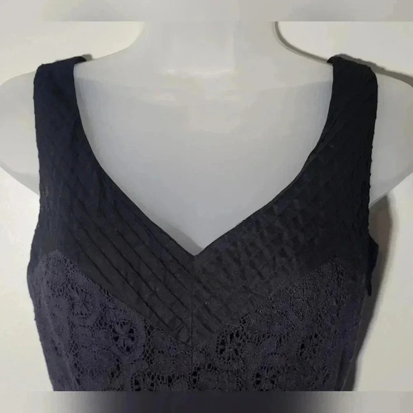 Nine West Fit and Flare V-neck Sleeveless Midi black dress womens size Large - Picture 2 of 10